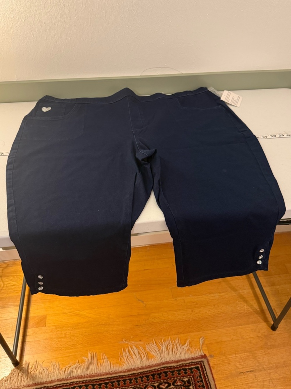 3X Dark Stretch Capri Jeans with Button Hem